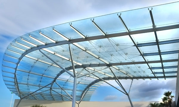 Mẫu mái kính cường lực chân nhện