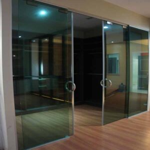 Cửa kính cường lực treo 2 cánh đóng kính